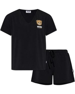Moschino Two-Piece Pyjamas With Logo - Black