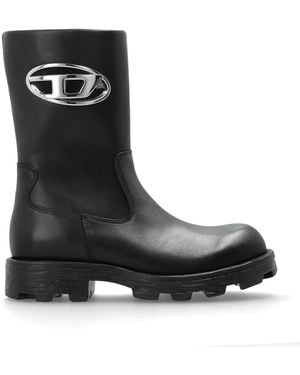 DIESEL Leather Ankle Boots 'D-Hammer' - Black