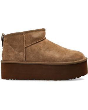 UGG Snow Boots On A Platform 'Classic Ultra Mini Platform' - Brown