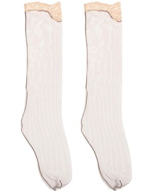 Valentino Garavani Knee-High Socks With Lace Trim - White