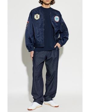 KENZO "Bomber" Jacket With Patches - Blue