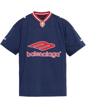 Balenciaga T-Shirt With Logo - Blue