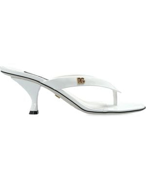 Dolce & Gabbana Leather Heeled Mules - White