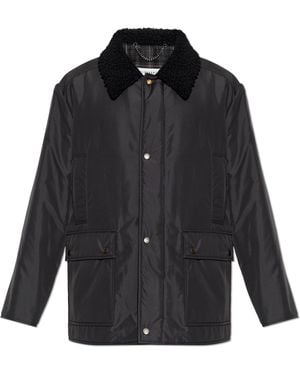 Maison Margiela Jacket With Fur Collar - Black