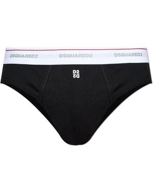 DSquared² Ribbed Briefs With Logo - Black