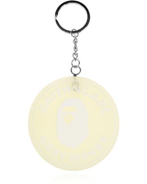 A Bathing Ape Keychain With Logo - White