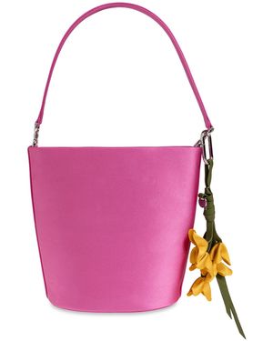 Self-Portrait Satin Bag With Keychain - Pink