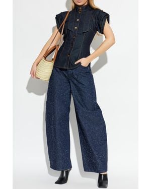 Zimmermann Denim Shirt With Short Sleeves - Blue