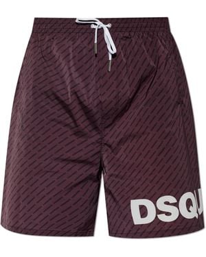 DSquared² Monogram Swim Shorts - Purple