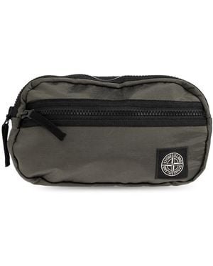 Stone Island Belt Bag With Logo - Black