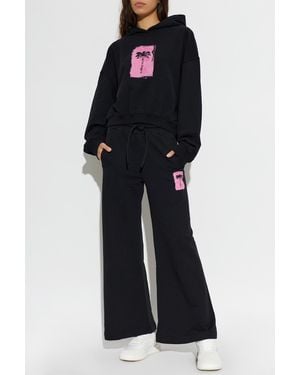 Palm Angels Cotton Sweatshirt With Print - Black