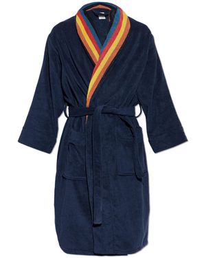 Paul Smith Cotton Bathrobe With Pockets - Blue