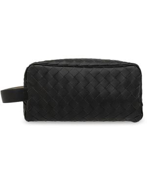 Bottega Veneta Leather Wash Bag - Black