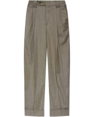 Versace Wool Trousers With A Striped Pattern - Grey