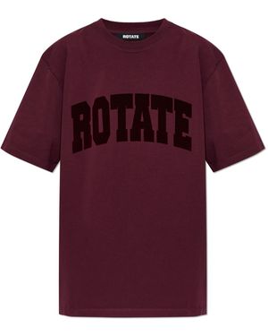 ROTATE BIRGER CHRISTENSEN T-Shirt With A Velvet-Finish Logo - Red