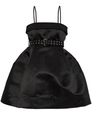 Ganni Dress With A Waist Belt - Black