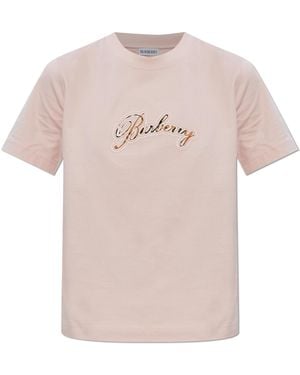 Burberry T-Shirt With Logo - Pink