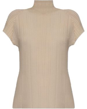 Issey Miyake Pleated Top - Natural