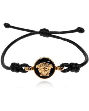 Versace Leather Bracelet With Medusa Head - Black