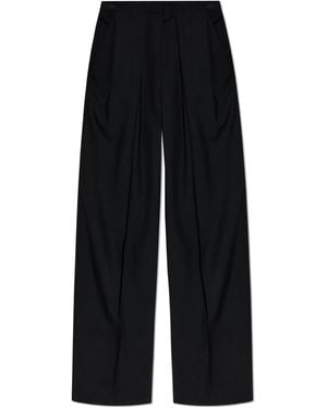 Balmain Wool Wide-Leg Trousers - Black