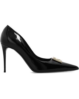 Dolce & Gabbana Lollo 90 Dg Logo Patent Leather Court Shoes - Black