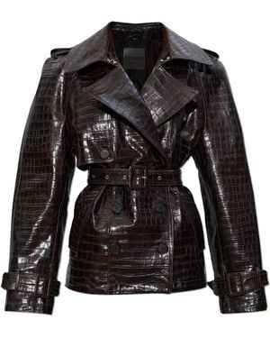 The Attico Leather Jacket With Belt - Black
