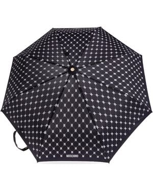 Moschino Folding Umbrella With Monogram - Black