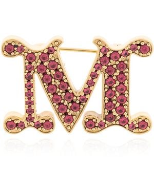 Max Mara Brooch With Shimmering Crystals - Metallic
