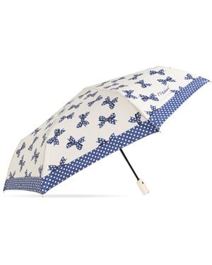Moschino Folding Umbrella With Print - Natural