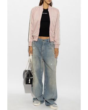Palm Angels Sweatshirt With Embroidered Logo - Pink