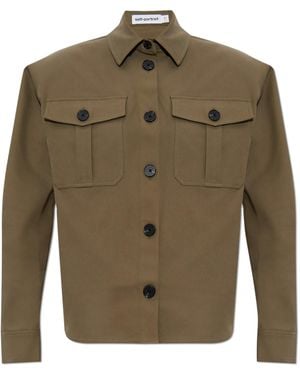 Self-Portrait Shirt With Shoulder Pads - Green