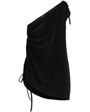 Balmain Beach Dress With Embroidered Logo - Black