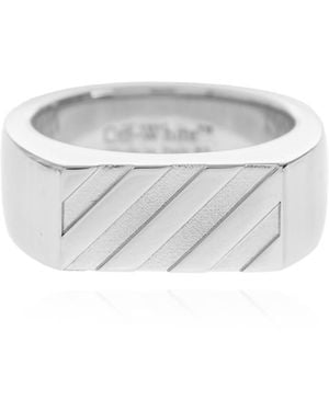 Off-White c/o Virgil Abloh Brass Signet Ring - White