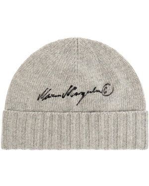 MM6 by Maison Margiela Wool Beanie With Embroidered Logo - Grey