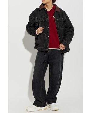 Palm Angels Padded Jacket With Appliquéd Logo - Black