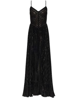Self-Portrait Pleated Dress With Lurex Thread - Black