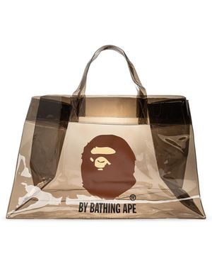 A Bathing Ape Shopper Bag With Logo - Brown
