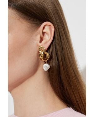 Self-Portrait Brass Earrings - Brown