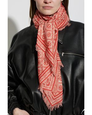 Tory Burch Scarf With Raw Edge Finish - Black