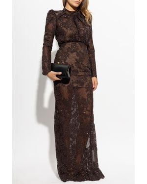 Self-Portrait Sequin Maxi Dress - Brown