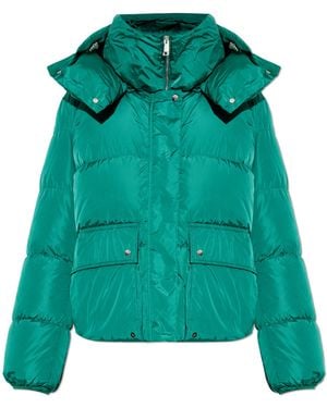 Add Down Jacket With Hood - Green