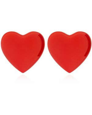 Moschino Heart Motif Clip-On Earrings - Red
