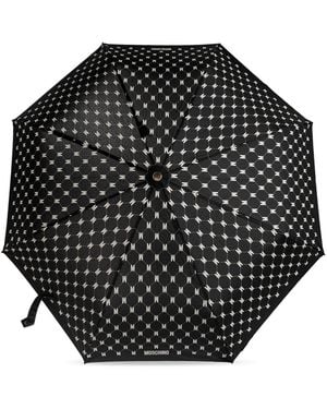 Moschino Folding Umbrella With Monogram - Black