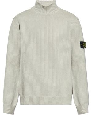 Stone Island Turtleneck With Logo, - White