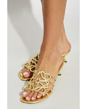 Loewe Heeled Mules "Petal Anagram" - Metallic