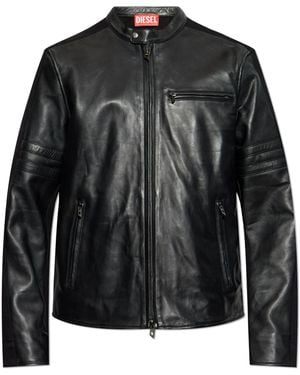 DIESEL Leather Jacket L-Simz - Black
