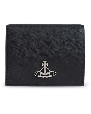 Vivienne Westwood Folding Wallet With Logo - Black
