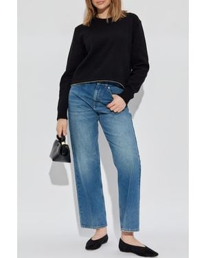 Helmut Lang Sweater With Decorative Zipper - Blue