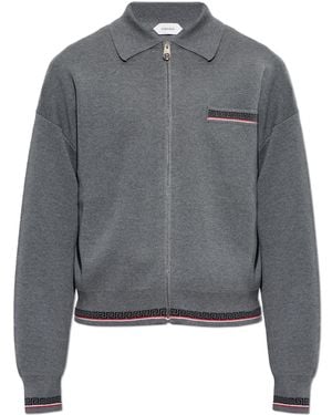 Versace Wool Cardigan With Pocket - Grey