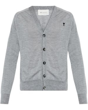 Ami Paris Wool Cardigan - Grey